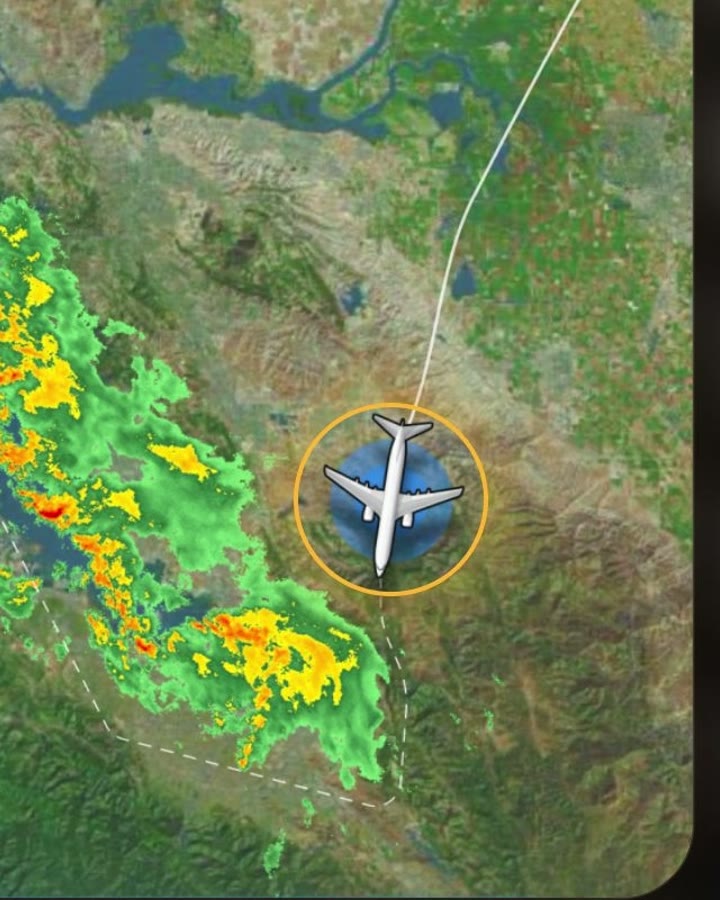 The inbound plane on their map, ringed in amber, a close crop from Flighty, first to know
