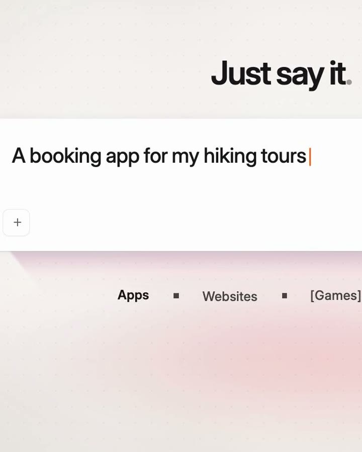 Just say it: a booking app for my hiking tours, a close crop from Lovable, just say it