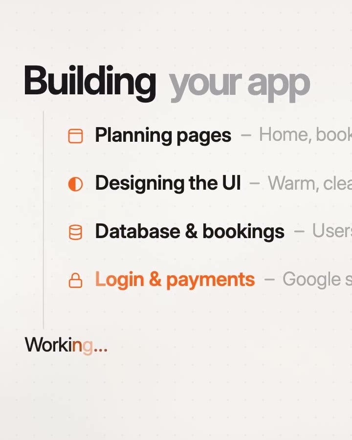 Building your app, one step at a time, a close crop from Lovable, just say it