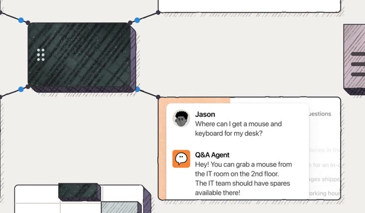 Docs, wikis, projects and agents, round one block, a close crop from Notion, in pieces